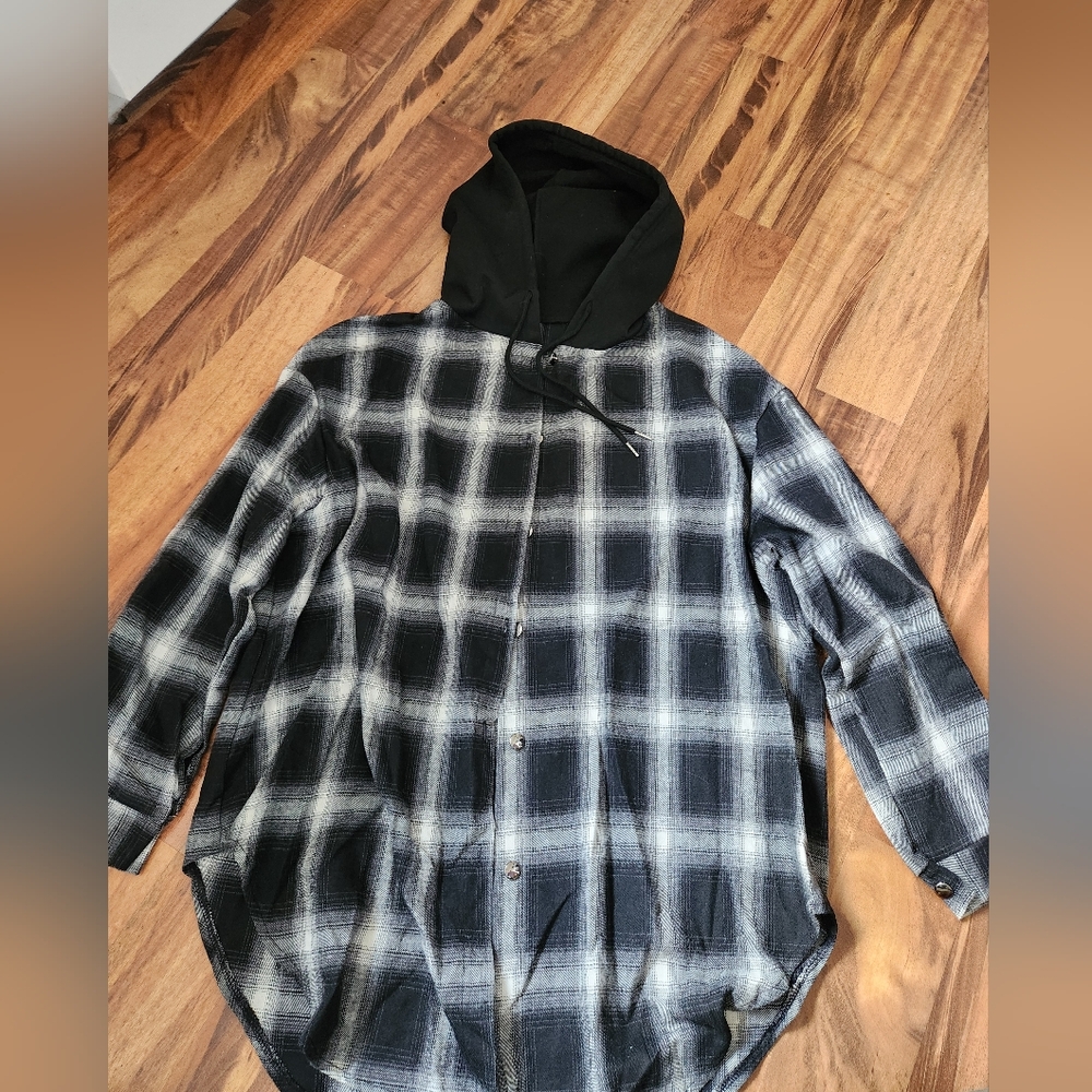 Shein Curve Flannel Hoodie 1XL